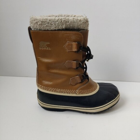 Sorel Kids Snow Boots Size Youth 3 Camel Black Color